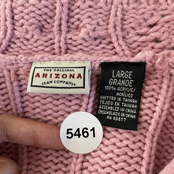 Y2K 2000s Arizona Jeans Pink Crochet Knit Double Zip Sweater Womens M Medium - Picture 7 of 7